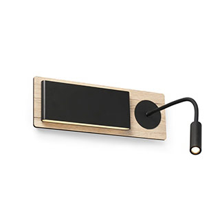 Faro barcelona 20062 MOOD Black and wood wall lamp with reader настенный светильник Faro barcelona