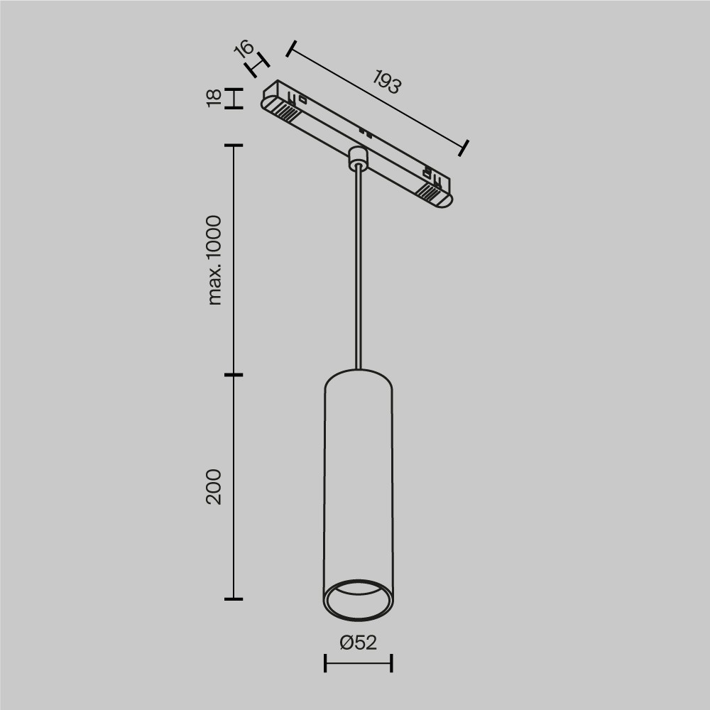 Трековый подвесной светильник Фокус / Focus Led Exility 2700-6000K 12Вт 36° Dim Dali1